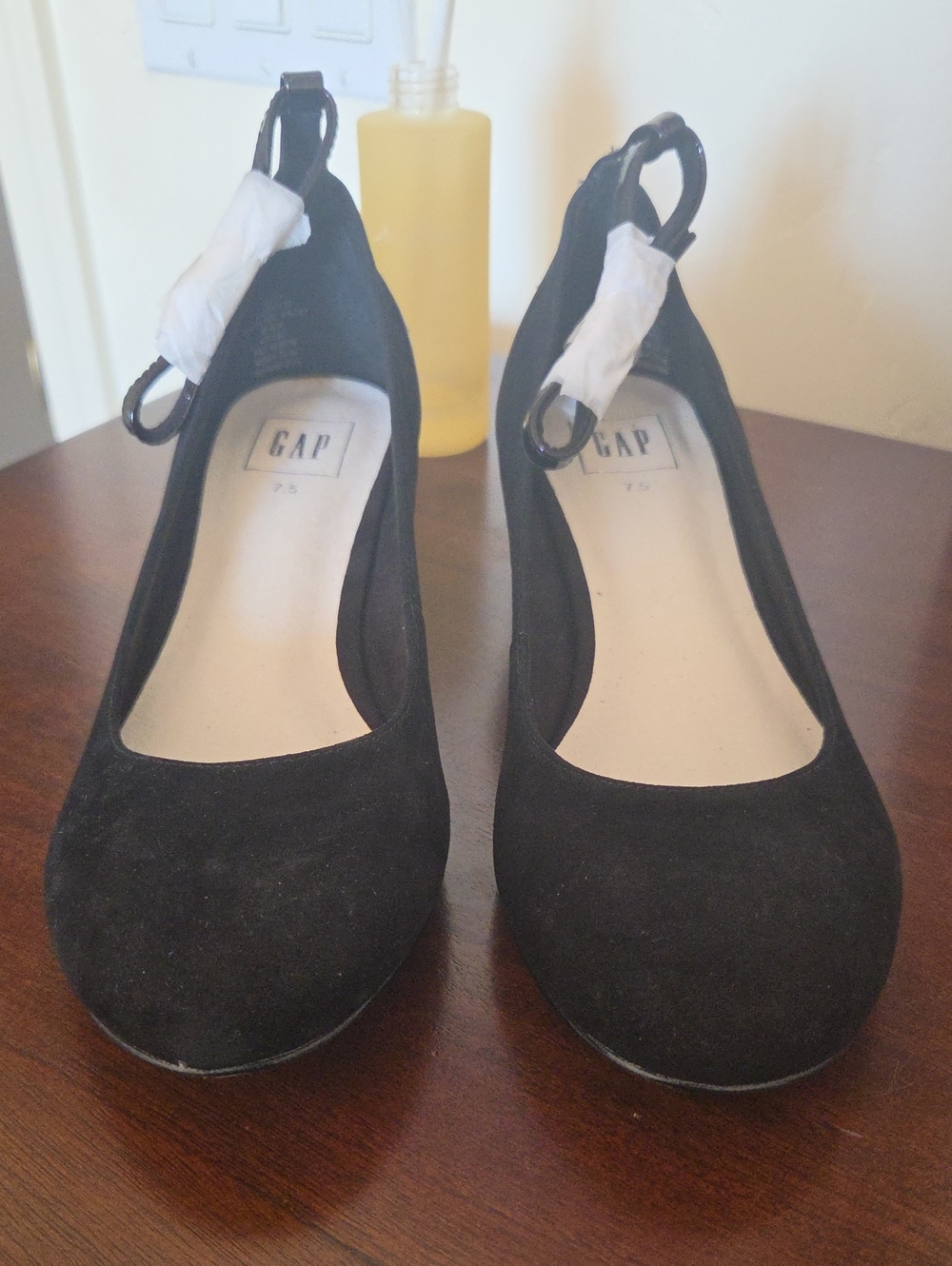 GAP Black Suede Ankle-Strap Round-Toe Heels